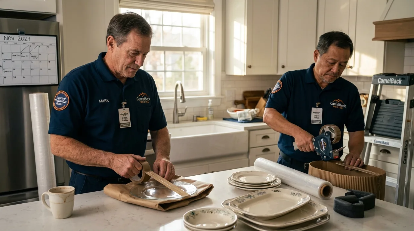 Professional crew packing kitchen dishware in Arabi, LA